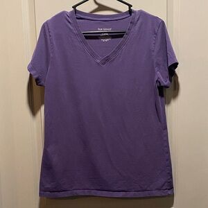 Fair Indigo Organic Cotton V Neck Purple Pima Soft Sustainable Made in Peru L